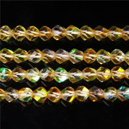6/8/10mm Faceted Yellow Austrian Crystal Round Glass Beads Glitter MoonStone Beads For Jewelry Making Diy Bracelet Necklace 15"