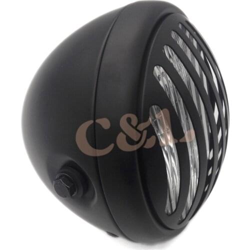 Black 7'' Bullet Headlight With Fence Grill Cover For Harley Chopper Bobber Custom