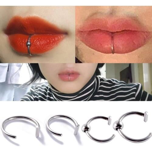 CHUANCI 1/2/4PCS steel Fake lips Rings Fake Nose Ring Septum Piercing Clip On mouth Ring Fake Piercing Body Clip Hoop