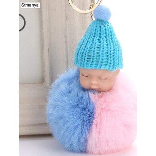Hot Women Double Color Sleeping Doll Top Quality Key Holder Bag Fashion Accessories New Men Best gift Jewelry K2058
