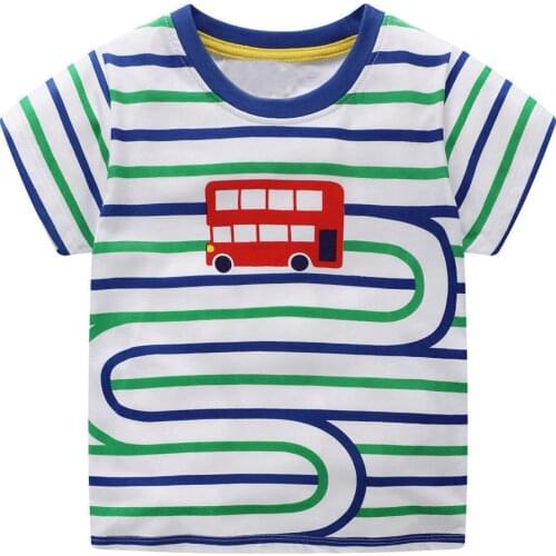 Jumping Meters Boy Tops Bus Printed Shirt Baby Tees Summer Clothes 18 Kids Tshirts For Boys Clothing Children