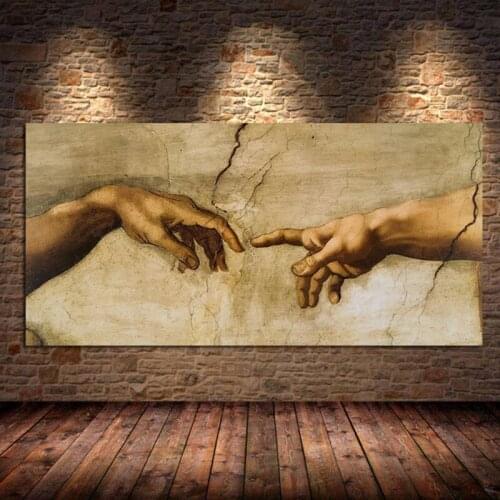 The Creation Of Adam by Michelangelo Famous Art Canvas Painting On the Wall Art Posters and Prints Hand to Hand Picture Unframed