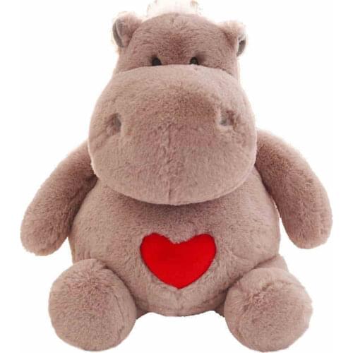 Kawaii Soft Love Heart Hippo Plush Doll Big Stuffed Cartoon Hippos Baby Toy Doll for Children Gift Deco 20inch 50cm DY50617