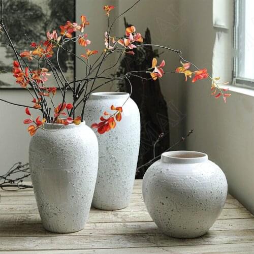 Retro Stoneware Vases Creativity Matte Hotel Front Desk Flower Vase Bedroom Desktop Dried Flowers Organizer Home Decoration