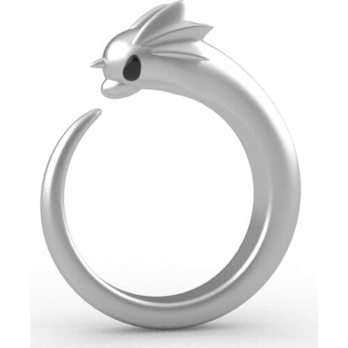 Dratini Mini Dragon Ring Matt Silver Plated