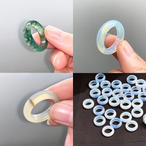 Real Natural Stone Ring for Women Man Simple and Elegant Charm Jewelry Gift Opal Tiger Eye Grey Agate High Quality Rings