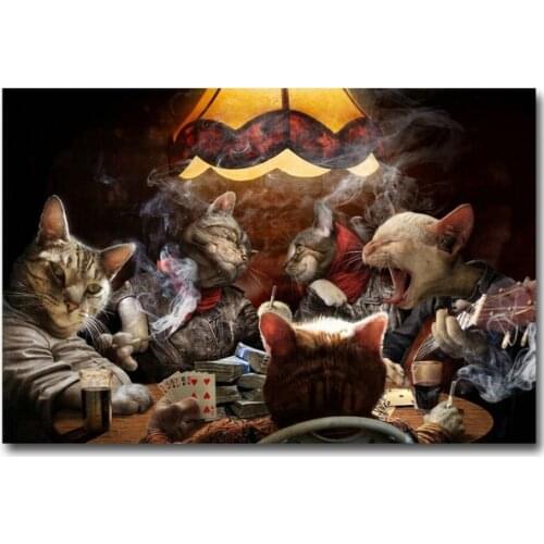 Cats Playing Poker Singing Smoking Funny Metal Tin Sign Wall Art