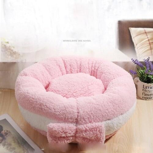 Round Cat Beds House Soft Round Bow Pet Dog Bed For Small Dogs Basket Pet Products Cushion Cat Bed Cat Mat Animals Sleeping Sofa