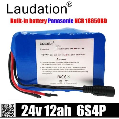 Laudation 24V 12ah Lithium Battery 6S 4P 25.2V 12.8AH Motor Wheelchair Lithium Ion Battery 250W Electric Bicycle Without Charger