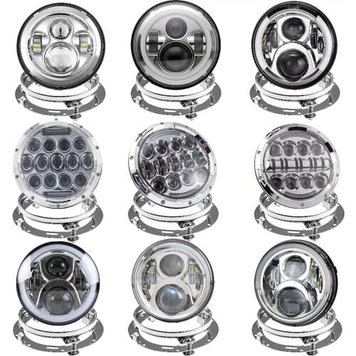 Marlaa 7inch Black Project Motorcycle headlight DRL With Mounting Bracket Ring For Road King Electra Glide Softail