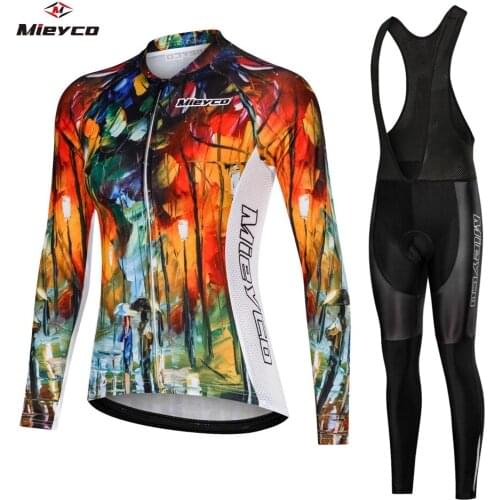 Mieyco Long Sleeves Pro Bib Cycling Set Breathable MTB Bicycle Cycling Clothing Set Women Bike Clothes Maillot Ropa Ciclismo