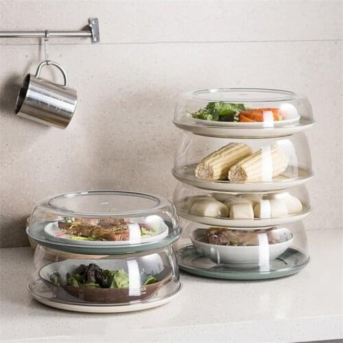 Multilayers Fresh keeping Tray Heat Preservation Meal Cover Dinner table Food Storage Meal Dustproof Lids Kitchen Organizer Box