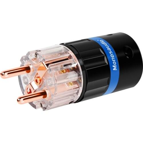 Monosaudio E105/F105 Transparent 99.99% Pure Copper EUR Schuko Hifi audio Power Cable Plug IEC Female Connector Plug