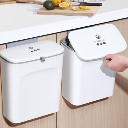 BOOMJOY Kitchen Trash Can Wall Mounted Trash Can Bin With Lid Waste Cabinet Door Hanging Trash Bin Garbage Can Recycle Dustbin
