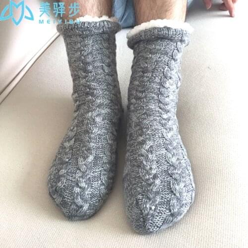1 Pair Mens Socks Stockings Winter Slippers Socks Floor Socks Adult Warm Plus Velvet Autumn Winter Carpet Socks