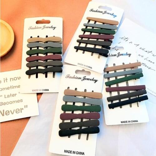 6/pcs Set Fashion New Women Frosted Metal Hair Pin Long Hair Clip Geometric Hairpins Hairgrips Hair Accessories Hairpin