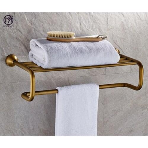 Bathroom Wall-Mounted Towel Brass Towel Rack Antique Wall-Mounted Modern Bathroom Accessories Storage Device