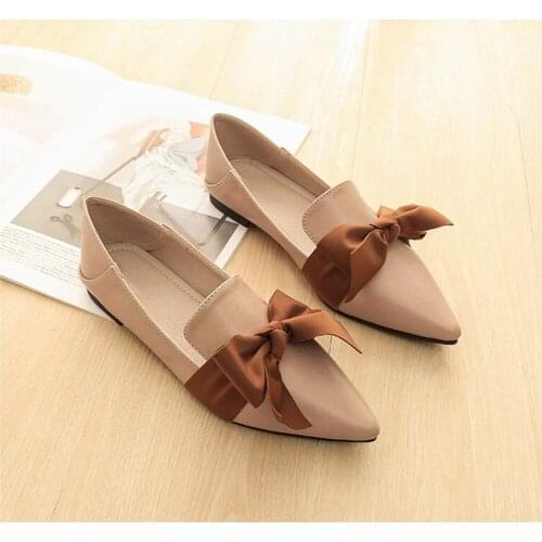 2021 New Large Size Single Shoes Ballet Shoes Fashion Bow Flat Shoes Casual Loafers Soft Sole