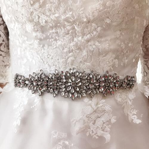2021 New European and American Brides Hand-nailed Diamond Belt Luxury Water Drill Bridesmaid Dress Waist Seal