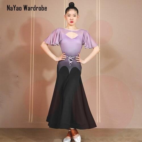 2021 New TL732 Short Sleeve Bare Back Latin Dance Bodysuit Women Patchwork Design Skirt Modern Dance Dress Latino Dancewear