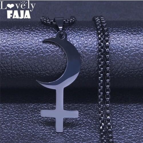 Lilith Stainless Steel Pendant Necklace Black Color Necklace Women/Men Astrological Symbol Sign Sign Jewelry collares N4327S03