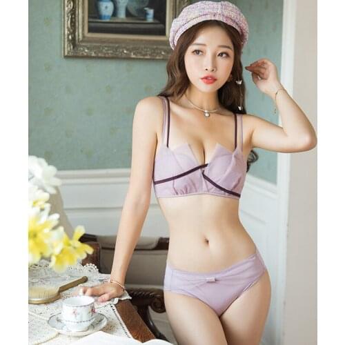 Roseheart Women Fashion White Purple Green Push Up Padded Bra Sets Bralette Panties Wireless Underwear Sexy Lingerie Sets A B