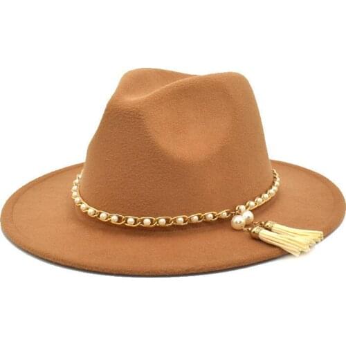 Olive Fedoras Red Wide Brim Panama Felt Hat For Male Jazz Hat Church Top Cap British Women Fedoras Hats For Men