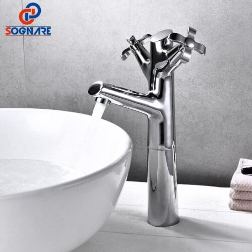SOGANRE Bathroom Faucet Hot and Cold Water Basin Mixer Tap Chrome Brass Toilet Sink Water Crane Modern Washbasin Faucet Taps