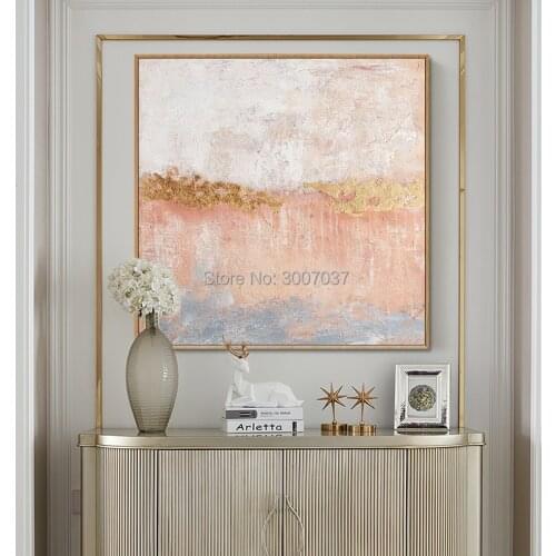 Modern pink and Gold Abstract Painting Artist Hand-painted High Quality Abstract Knife Oil Painting for Living Room Decor Art