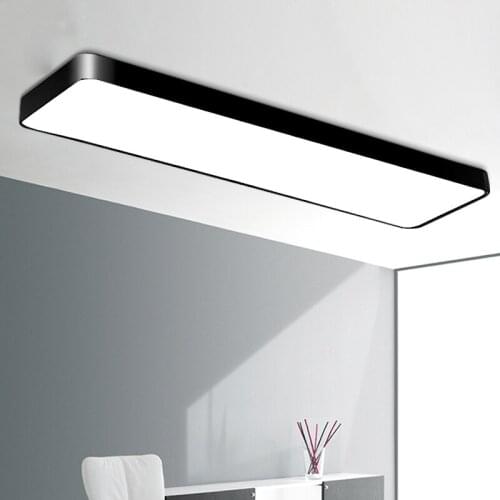 Modern Concise Rectangular Office Led Ceiling Lamp Black Iron Lampshade Light For Living Study Room