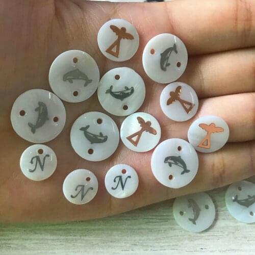 Gold Sliver Color Angel Dolphin N Floating Figure White Shell Beads Pendant For Making DIY Bracelet Necklace Charm Jewelry Acces