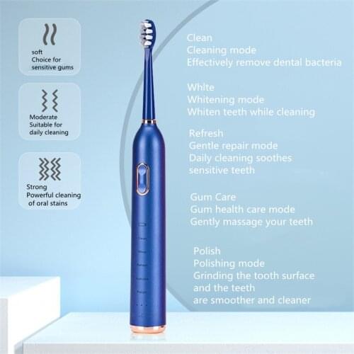 New Electric Toothbrush Waterproof Adult Smart USB Charging Ultrasonic Toothbrush 15-speed Automatic Whitening Toothbrush