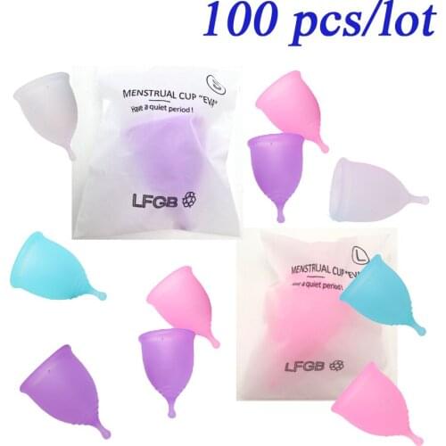 100 Pcs Medical Grade Silicone Feminine Hygiene Products Menstrual Cup Womens Menstrual Cup & Womens Menstrual Cup Wholesale