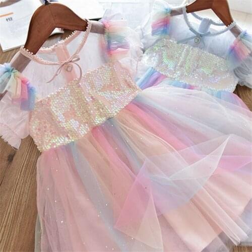 2020 Girls Clothes New Summer Girls Dresses Sequined Princess Dress Girls Vestidos Casual Children Dress Kids Shining Party Gown