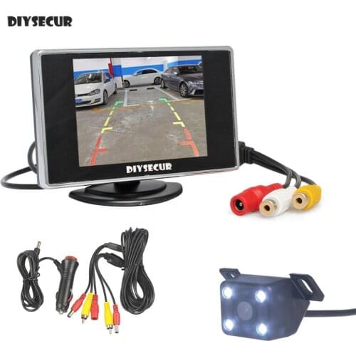 DIYSECUR 3.5 Inch Car Monitor Reverse Rear View Backup Camera Auto Parking Assistance Waterproof Night Vision Parking System