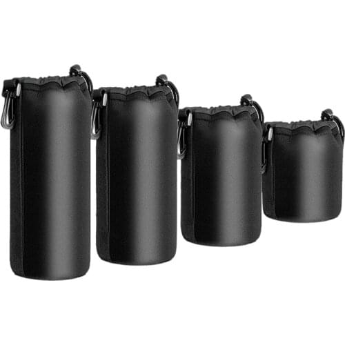 4PCS Camera Case Lens Pouch Set Lens Case Small Medium Large and Extra Large for DSLR Camera Lens Bag Pouch Shockproof
