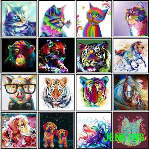 5D Diamond Painting Tiger Cat Dog Color Animal New Products Diamond Embroidery DIY Cross Stitch Home Decoration New Year Gift je