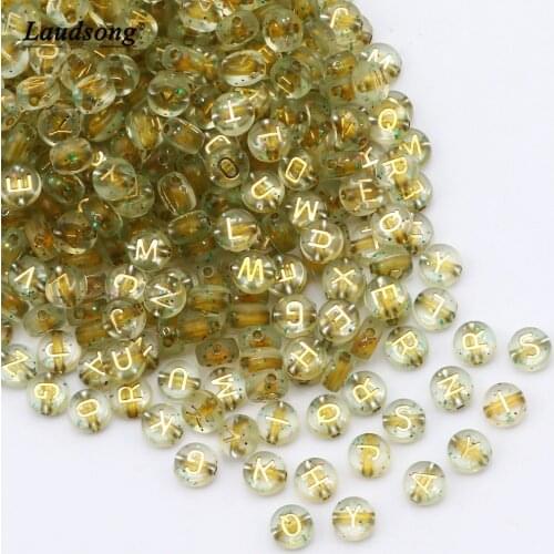 7X4MM Letter Beads Acrylic Star Sky Golden Mix Round Beads 26 Alphabet Random For DIY Charm Bracelet Necklace Jewelry Making