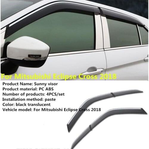 For Mitsubishi Eclipse Cross 2018 4pcs/set car body styling cover plastic Window glass Wind Visor Rain/Sun Guard Vent Car-covers