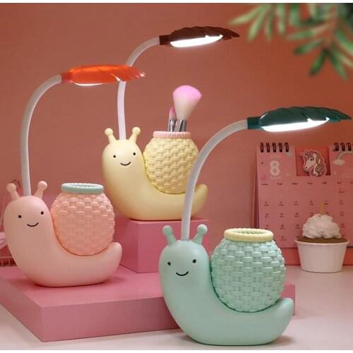 Kids Bedroom Snail rechargeable LED Night Lamps Nursery Pure White Light LED Wall Lamps Study Room Table Lamps with USB Charger