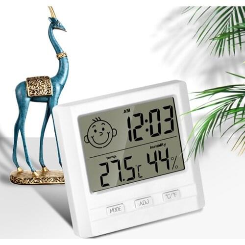 Thermometer Hygrometer Automatic Electronic Temperature Humidity Monitor Clock Meter For Indoor Children Room Home Decoration