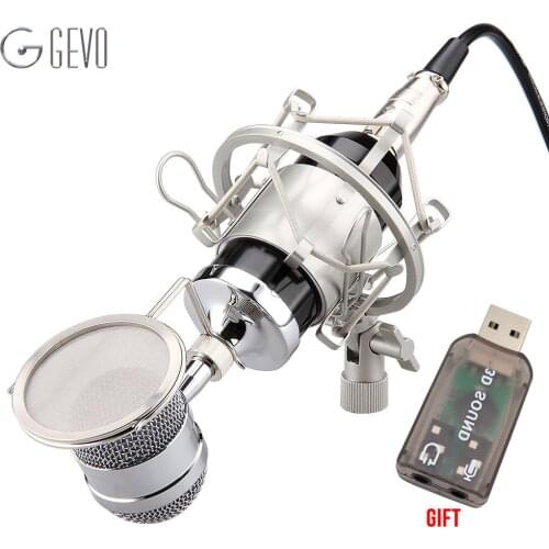 BM 8000 Professional Condenser Microphone 3.5mm Wired Studio Mic With Pop Filter and Shock Mount For Karaoke Computer Laptop pc