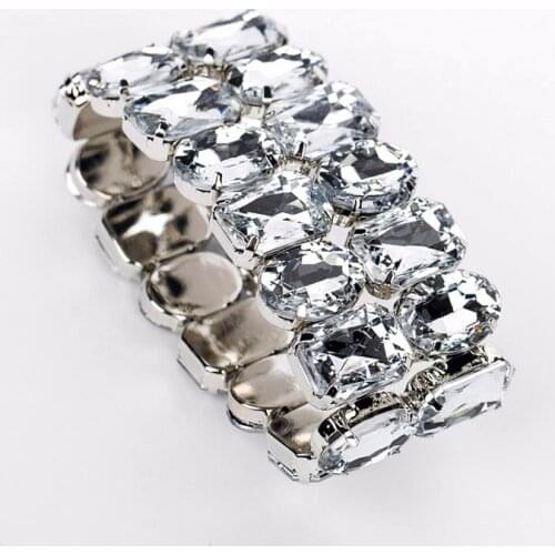 Hot Fashion more color big Crystal Rhinestone Wedding Bridal elasticity Bracelet Bangle Bling Wristband Women Jewelry B034