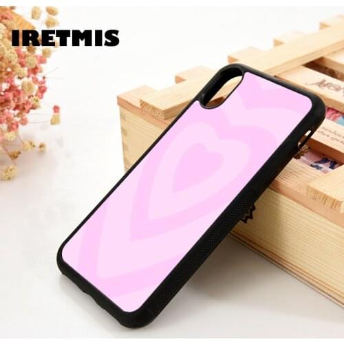 Iretmis 5 5S SE 6 6S TPU Silicone Rubber Phone Case Cover for iPhone 7 8 Plus X Xs 11 12 MINI Pro Max XR Love Pink Swirl