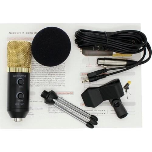 MK F100TL USB Condenser Sound Recording Audio Processing Wired Microphone with Stand for Radio Braodcasting KTV Karaoke