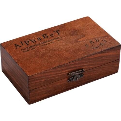 Creative Stationery Retro Alphanumeric 70 Wooden Chapter Boxed DIY Decorative Seal Cursive