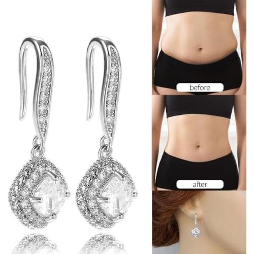 Magnetic Princess Cushion-Cut Moissanite Weight Loss Crystal Drop Earrings Fashion Silver Fast Lose Weight Keep Slim Earring