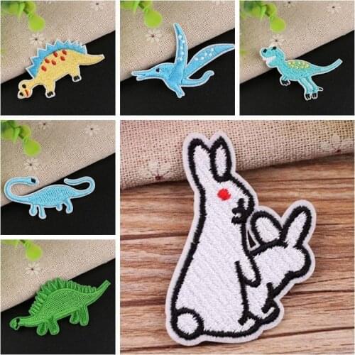 Cartoon Dinosaur Jurassic Park Patch Embroidered Ironing Stickers Patches For Clothes Iron On Sexy Rabbit Parches Anime Decor