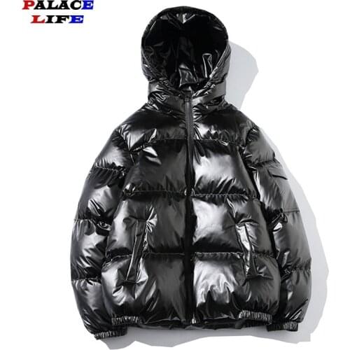 2020 Thick Warm Men Winter Jacket Clothes Casual Loose Harajuku Mens Parkas Coats Hooded Bright Glossy Bread Coat Size M-5XL
