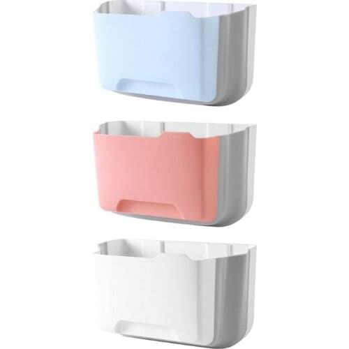 Wall Mounted Folding Waste Bin Kitchen Cabinet Hanging Garbage Trash Can Holder K0AB